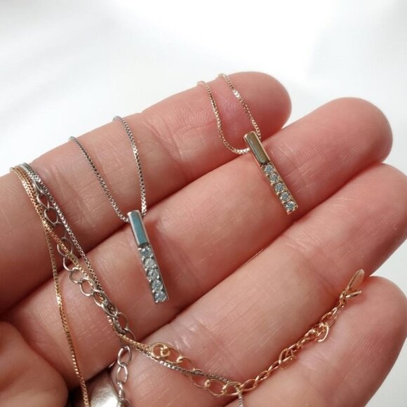 Sterling Silver Pendant Bar Necklace - Picture 4 of 11